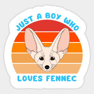 Vintage Just a boy who loves fennec. Cute little fox. Sticker